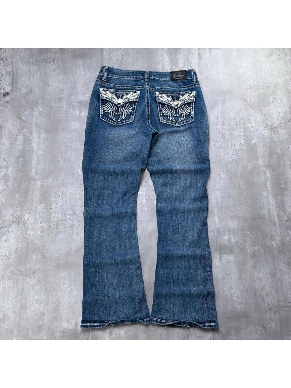 Y2K Love Nation Grunge Angel Wings Bootcut Denim Jeans